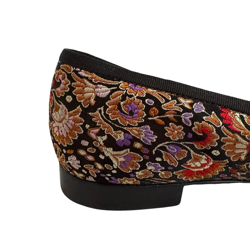 Talbots Metallic Satin Tapestry Brocade Ballet Flats Shoes Medieval Renaissance